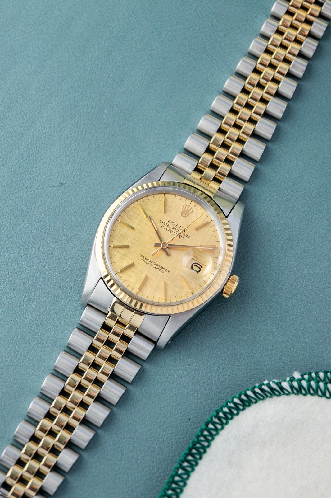 Rolex Datejust 36 ‘Linen Dial’ Ref. 16013 | 18K Goud, Polshorloge, Ophalen of Verzenden, Zo goed als nieuw, Goud