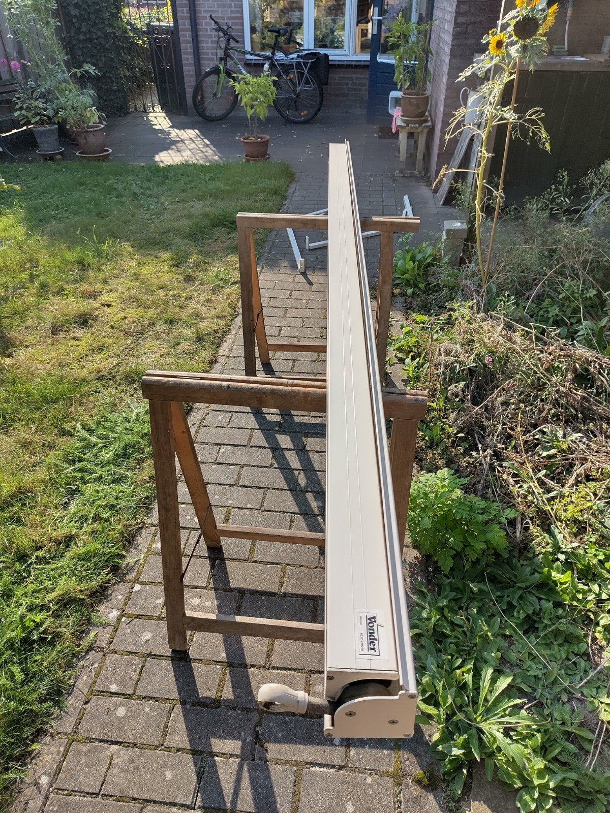Zonnescherm 250 cm breed, 87 cm uitval, doek 100 cm, Ophalen, Gebruikt, 250 cm tot 450 cm, Uitvalscherm
