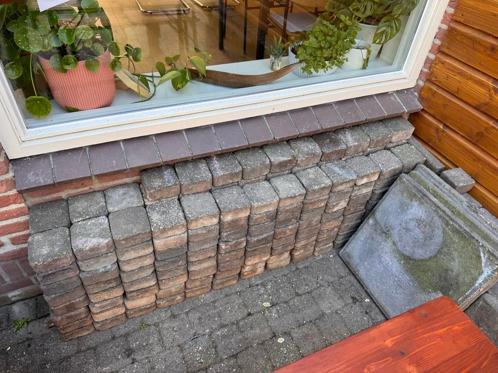 Terras stenen (15x15cm en 10x10cm)(cobblestones), Tuin en Terras, Ophalen, Overige materialen, Gebruikt, Klinkers