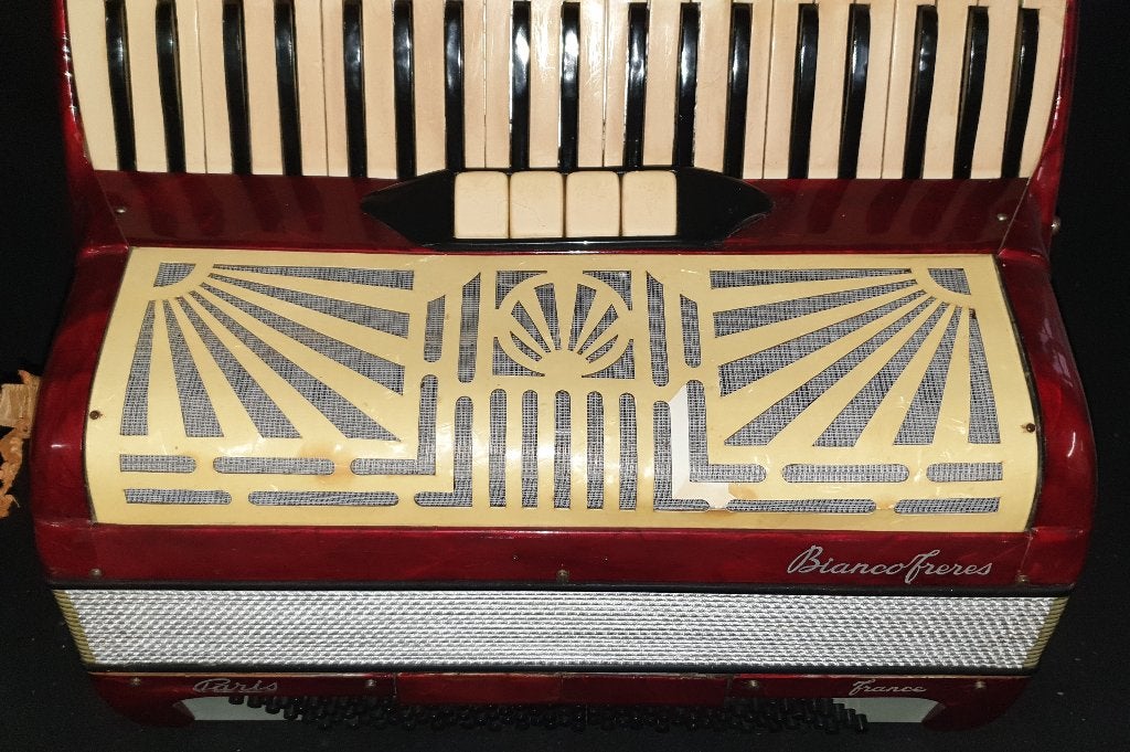 bianco freres opknapper accordeon knoppen/toetsen, Gebruikt, Met koffer, 120-bas, Ophalen