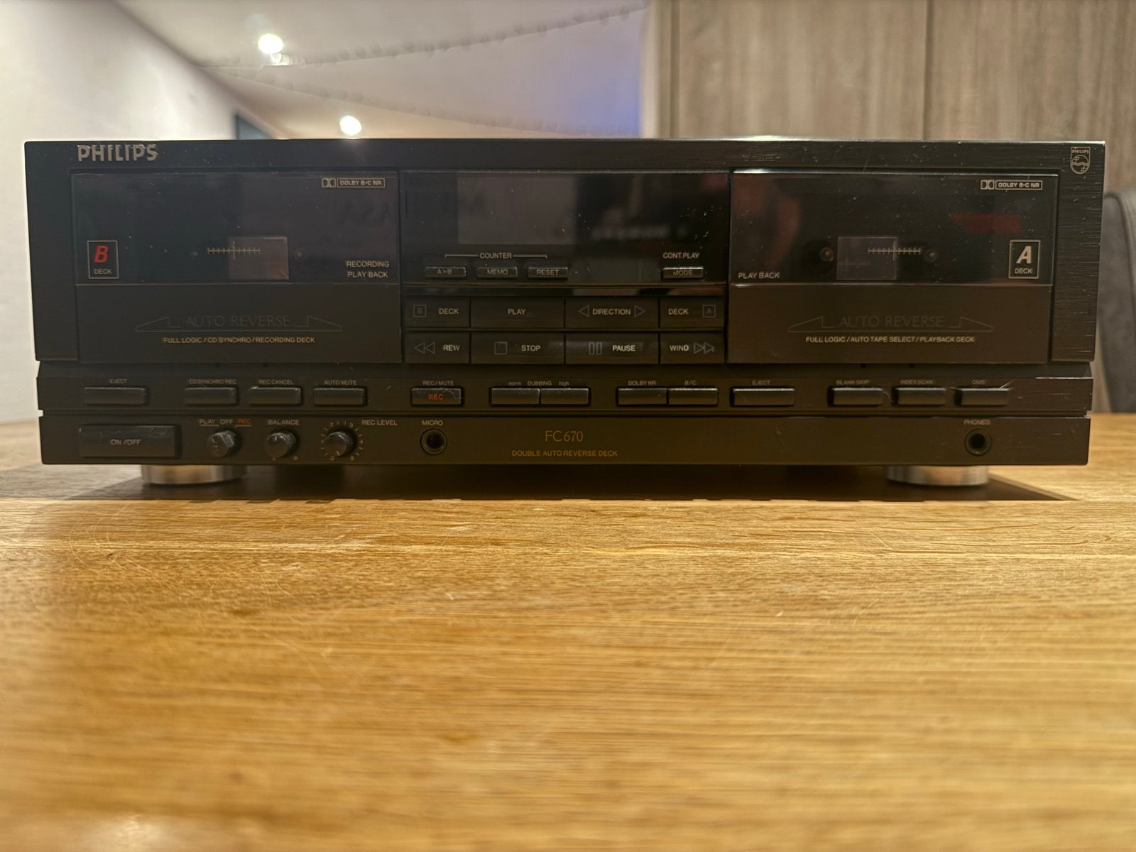 Philips FC670 dubbel cassettedeck - Vintage Hifi, Ophalen, Dubbel, Philips, Tiptoetsen