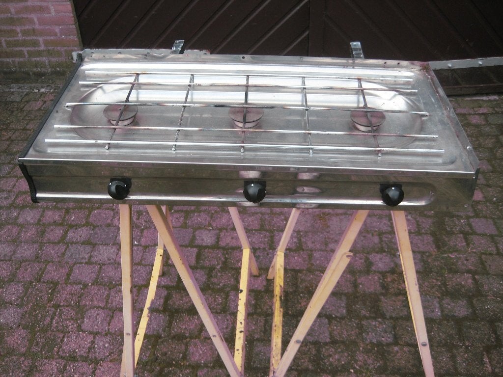 te koop 3 pits inbouwgasstel uitvoerring r.v.s, Ophalen, Gebruikt