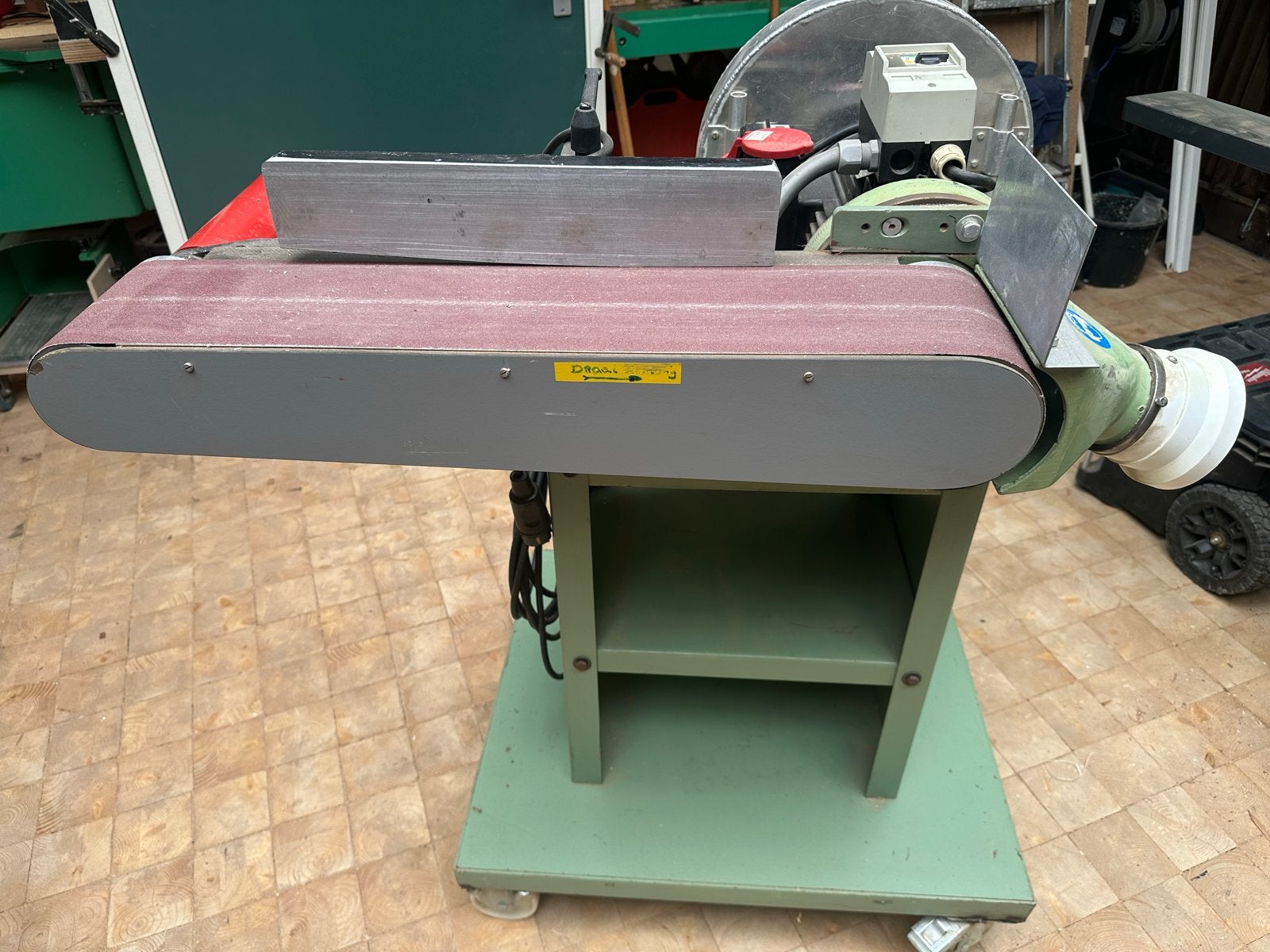 Bandschuurmachine met 350 mm schijf - Verboom Holland, Doe-het-zelf en Verbouw, Ophalen, Gebruikt, 1200 watt of meer, Bandschuurmachine