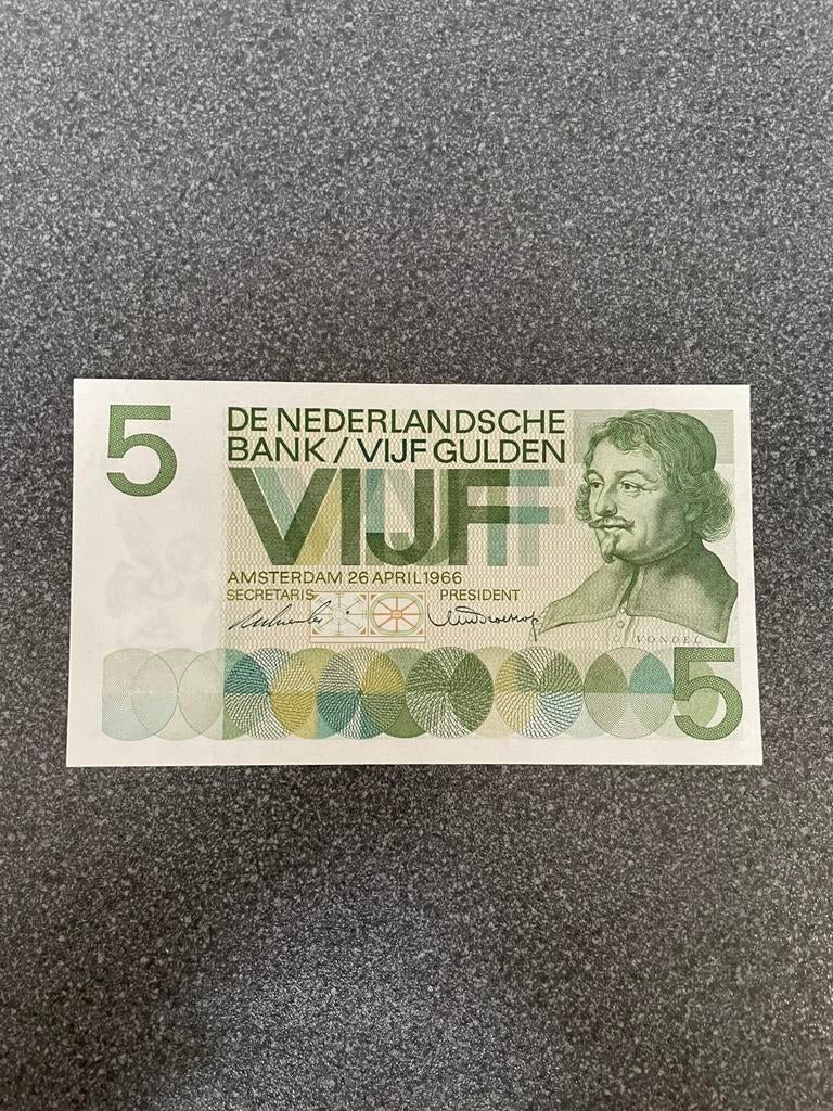 5 gulden 1966 UNC, Postzegels en Munten, Bankbiljetten | Nederland, Ophalen of Verzenden, 5 gulden