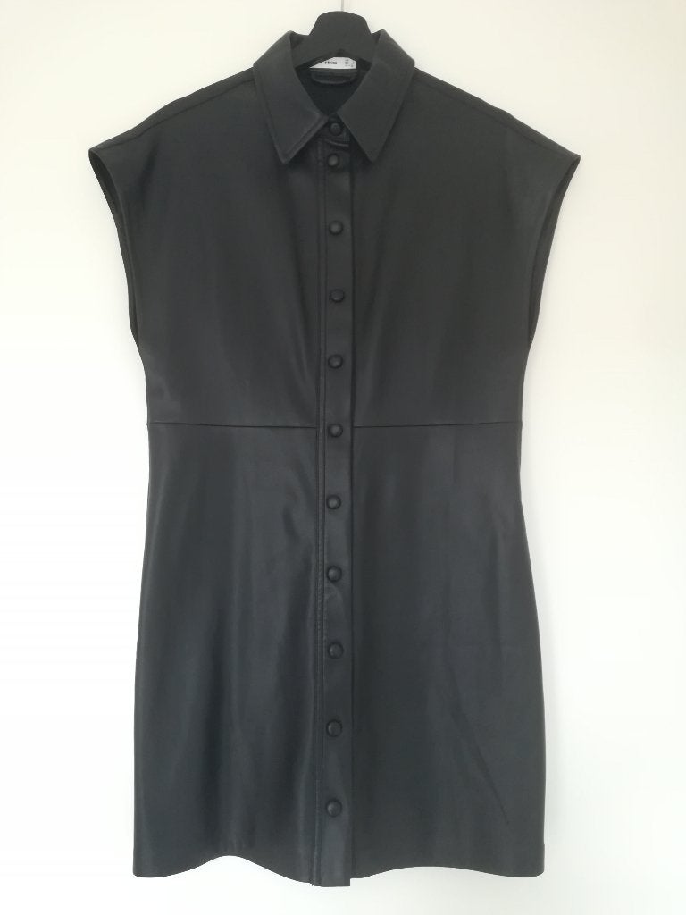 MNG Mango Jurk Faux Leather maat S, Mango, Zwart, Ophalen of Verzenden, Zo goed als nieuw