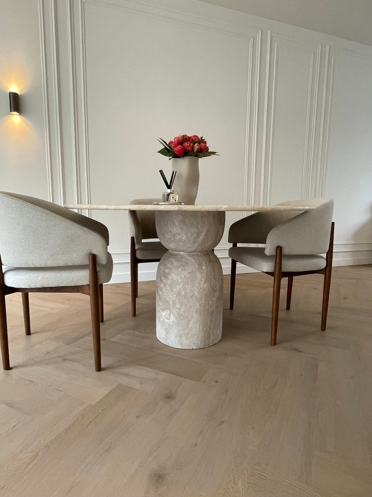 Travertin Eettafel 120 x 75 // Nieuwprijs €1900!, Ophalen, 100 tot 150 cm, 50 tot 100 cm, Zo goed als nieuw