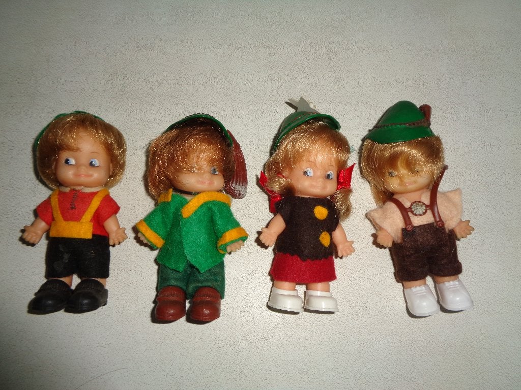 4 Schildpad popjes. Gemerkt., Ophalen of Verzenden