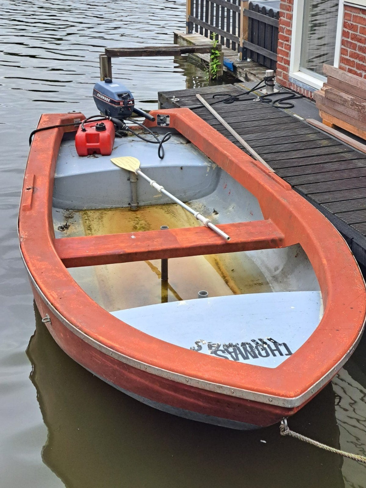 Leuk polyester bootje met Evinrude 4pk, Ophalen, Gebruikt, Overige typen, Motorboot