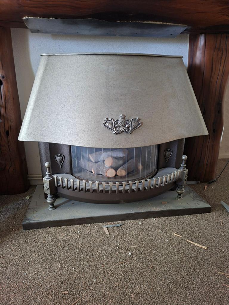 Vintage gas haard met houtblokken, Ophalen, Gebruikt, Vrijstaande haard, Gashaard