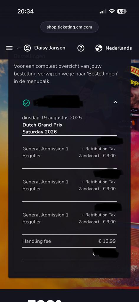 3 staanplaatsen Dutch Grand Prix Zaterdag, Tickets en Kaartjes, Drie personen of meer