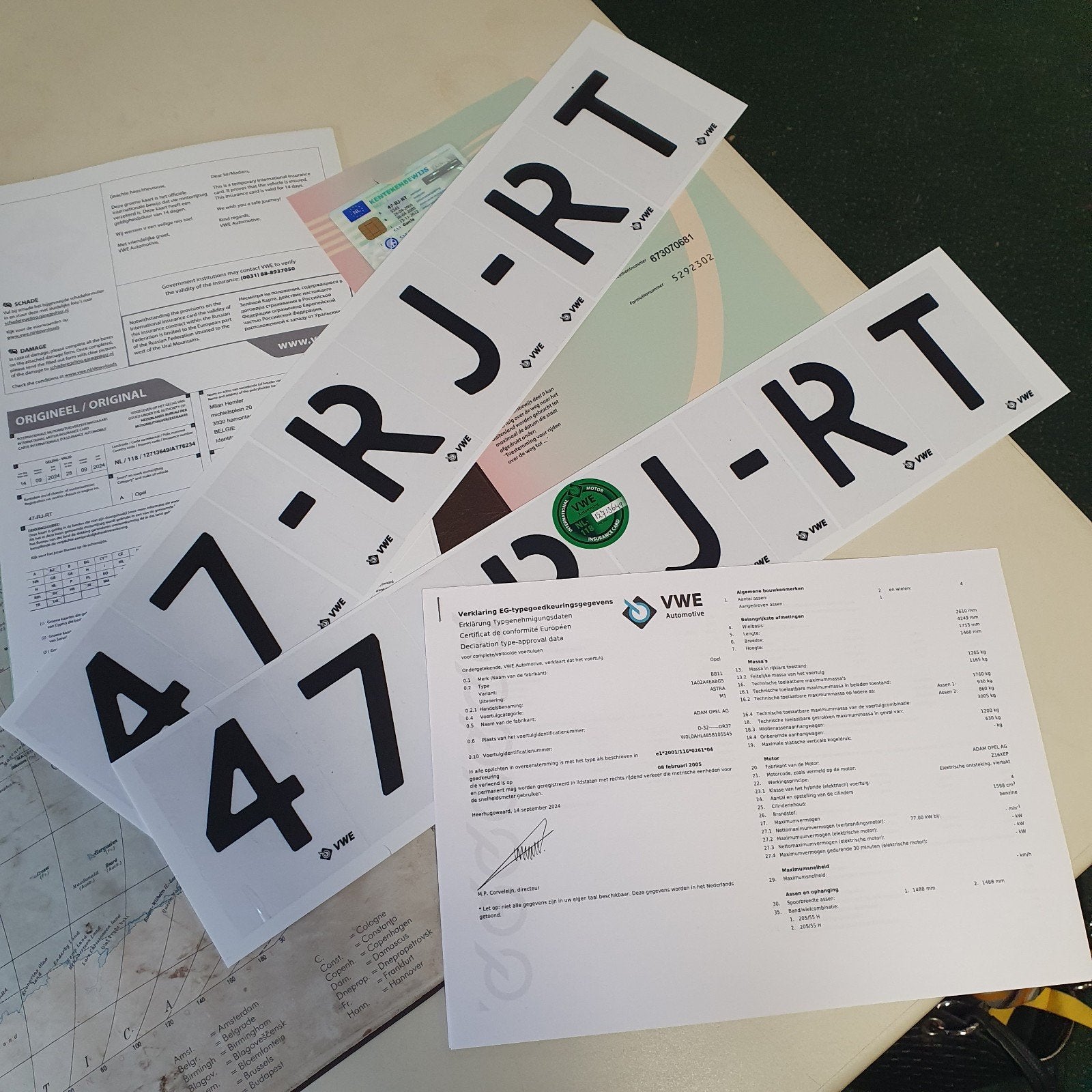 Export documenten & 14 dagen verzekering, Ophalen