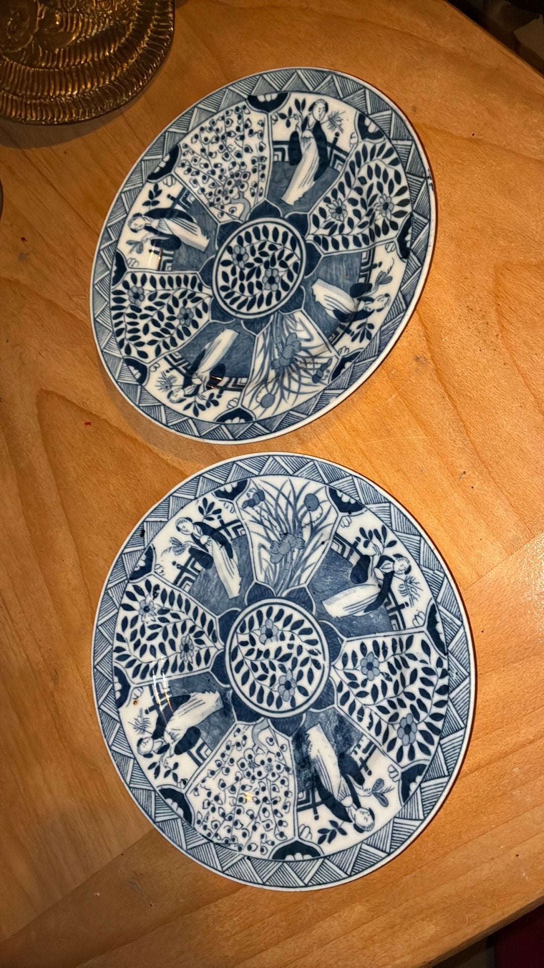 Set van 2 antieke Mosa Maastricht blauw-witte borden, 20cm, Ophalen