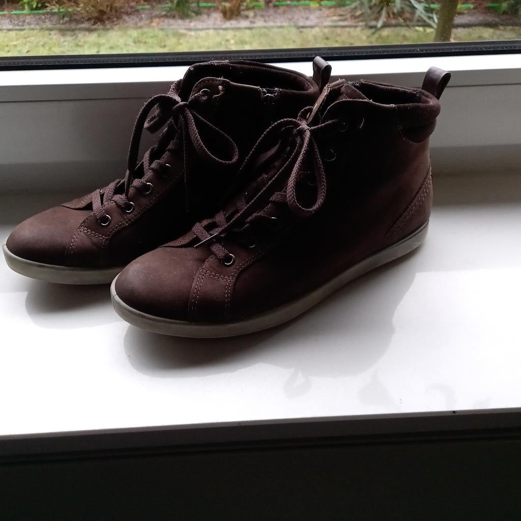 Ecco bruine leren schoenen met rits maat 39., Ecco, Bruin, Ophalen of Verzenden, Gedragen
