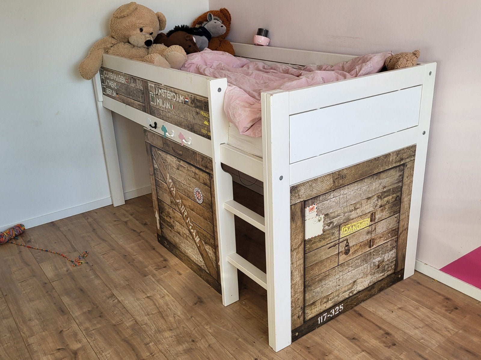 Hoogslaper met speels thema en opbergruimte, Ophalen, 85 tot 100 cm, Gebruikt, Hoogslaper of Stapelbed