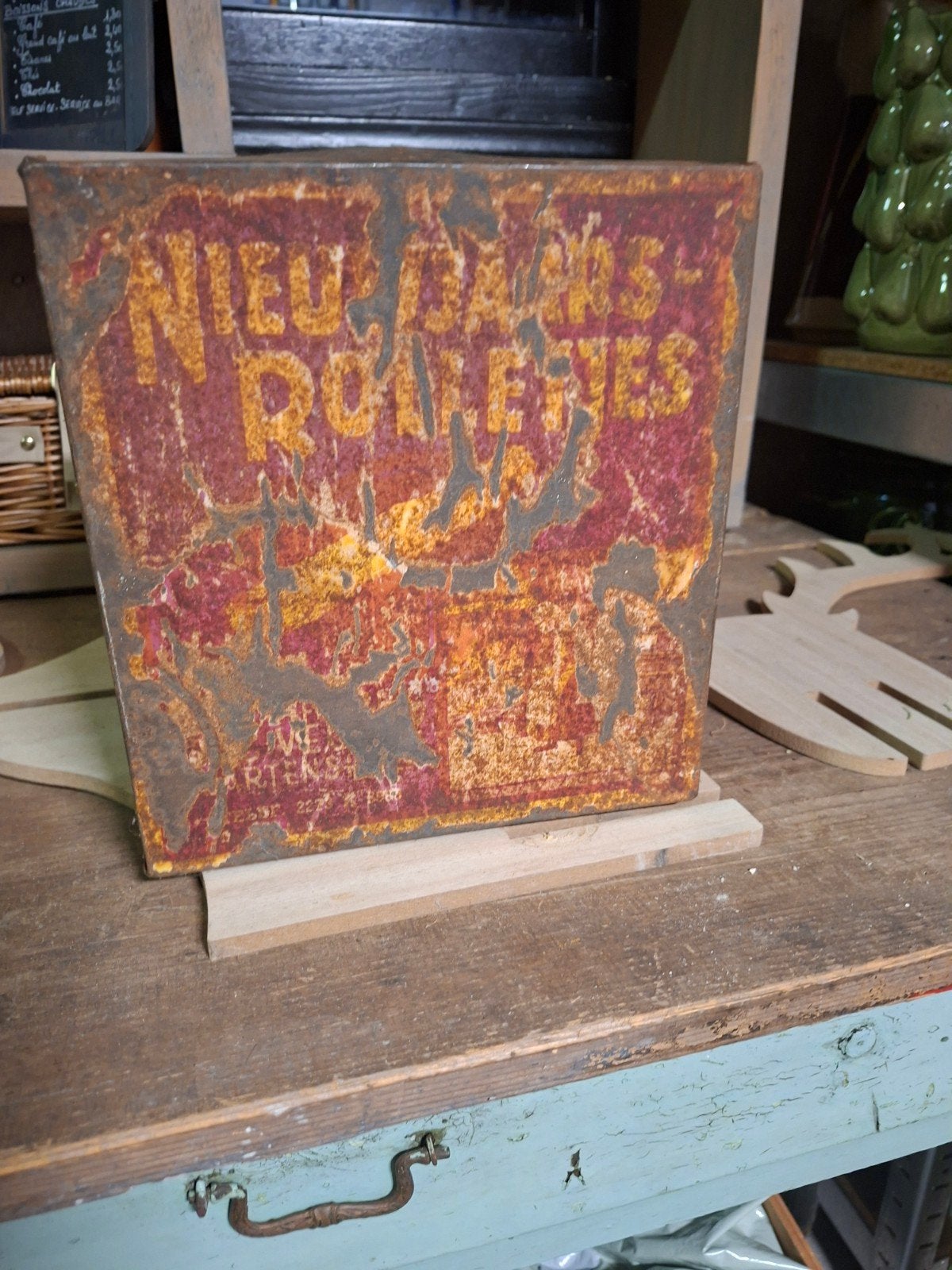 Brocante koekblik "Nieuw Bakels Roletjes", Antiek en Kunst, Ophalen of Verzenden