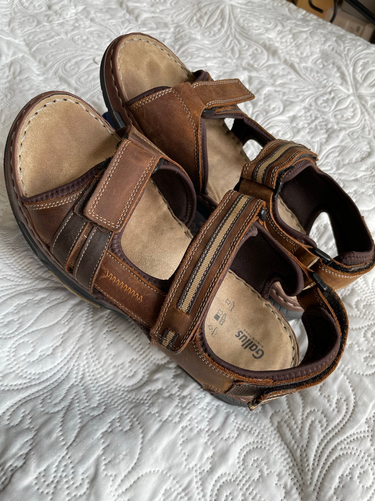 Gallus Leren Sandalen Maat 43 - Comfortabel en Duurzaam, Ophalen, Gedragen, Bruin, Sandalen