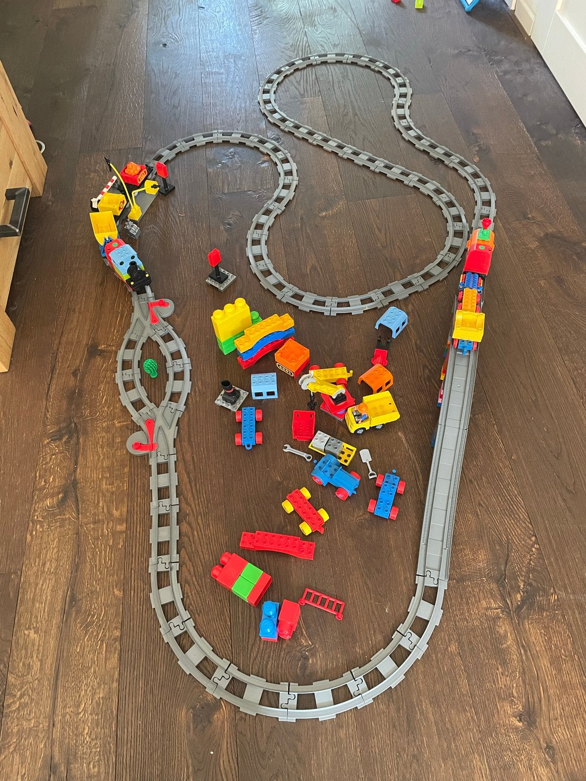 Grote LEGO Duplo Treinset met extra's, Gebruikt, Lego, Ophalen of Verzenden, Complete set
