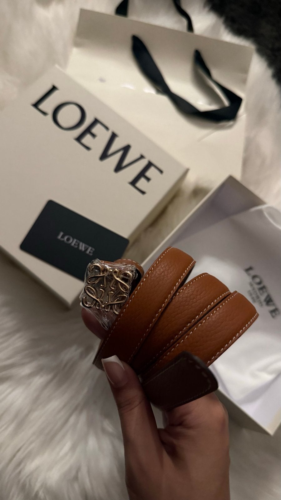 Loewe Anagram riem, Minder dan 3 cm, Bruin, Echt leder, Heupriem