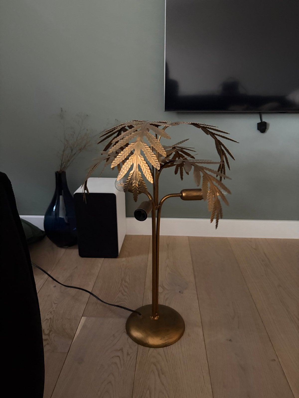Gouden tafellamp met bladeren - Sfeerlamp, Ophalen, Gebruikt, Goud, E14 (klein)
