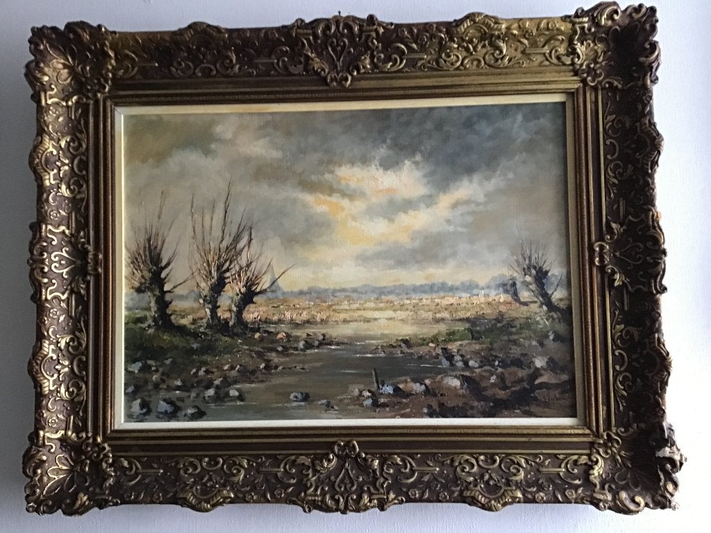 schilderij van de schilder van vulpen, Antiek en Kunst, Kunst | Schilderijen | Klassiek, Doek, Ophalen of Verzenden, Landschap