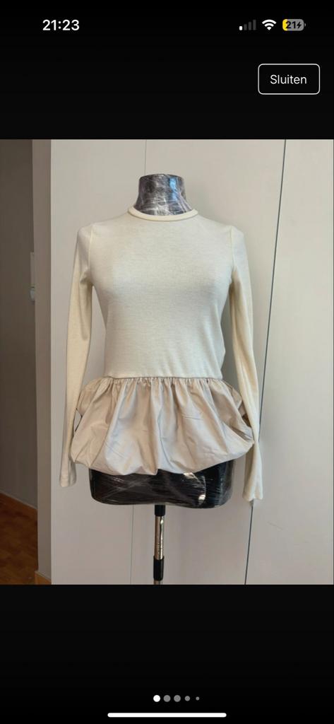 Crèmekleurige top Zara, Kleding | Dames, Tops, Beige, Nieuw, Ophalen of Verzenden, Lange mouw