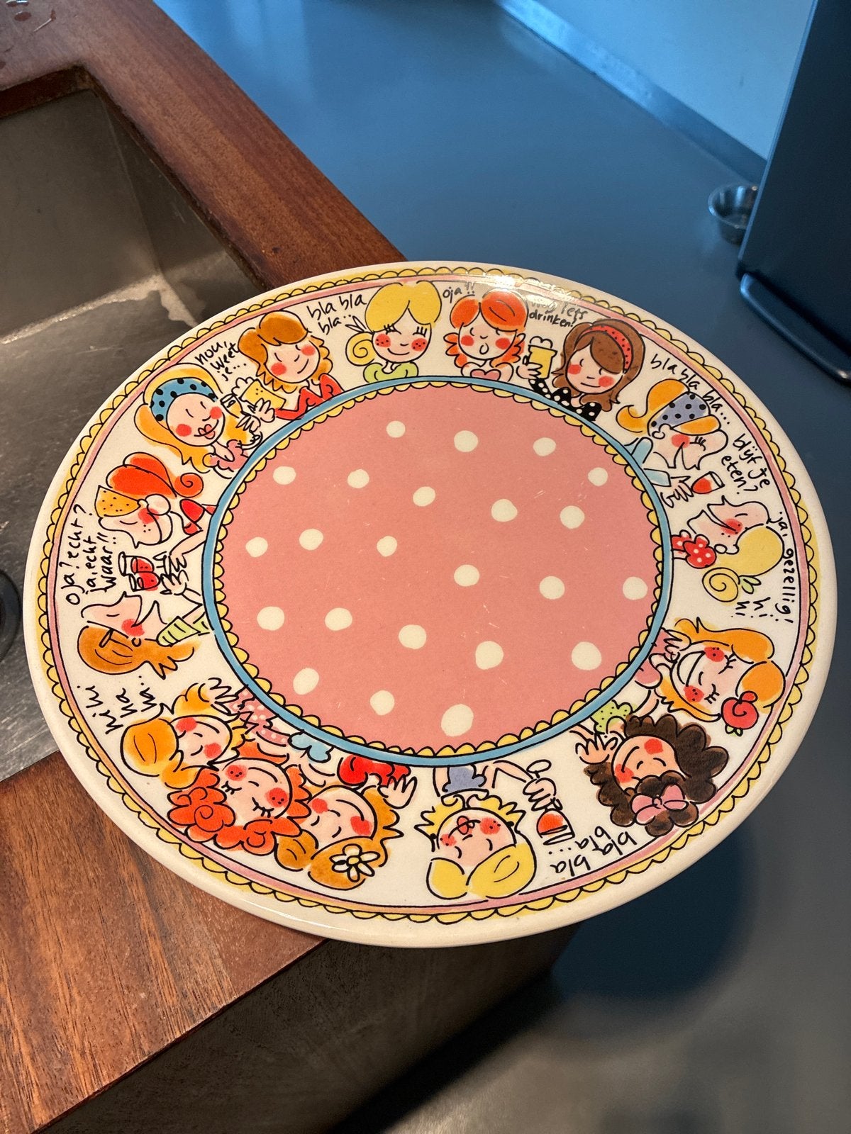 Blond Amsterdam Serveer/Taartschaal - 33 cm, Gebruikt, Handbeschilderd, Porselein of Keramiek, Schaal