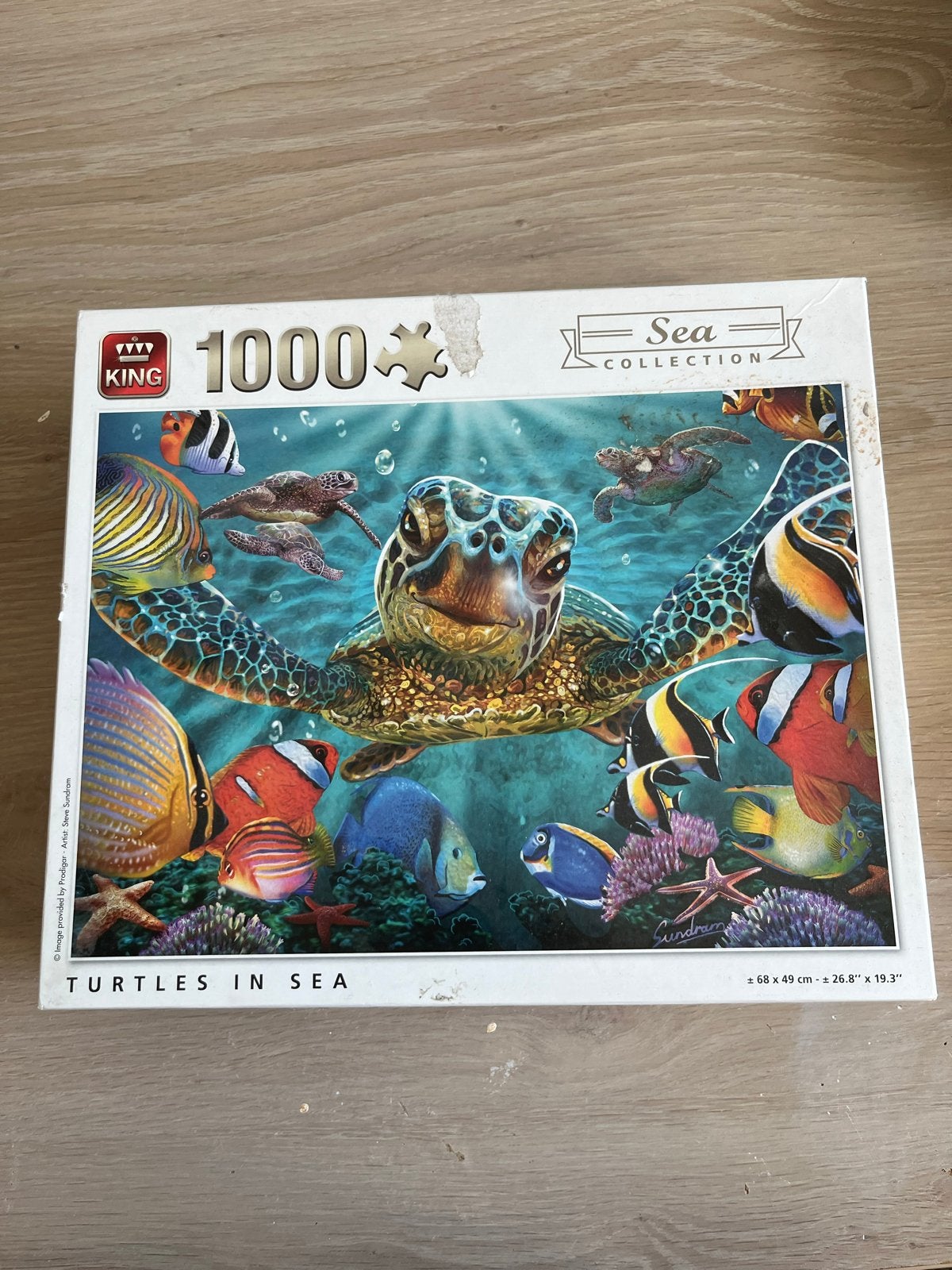 King Legpuzzel 1000 stukjes - Schildpadden in Zee, Ophalen, 500 t/m 1500 stukjes, Gebruikt, Legpuzzel