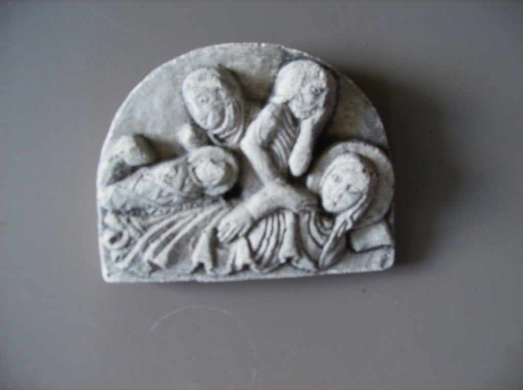 RELIEF, STEEN, MARIA, JOZEF EN KINDJE JEZUS, Antiek en Kunst, Ophalen of Verzenden