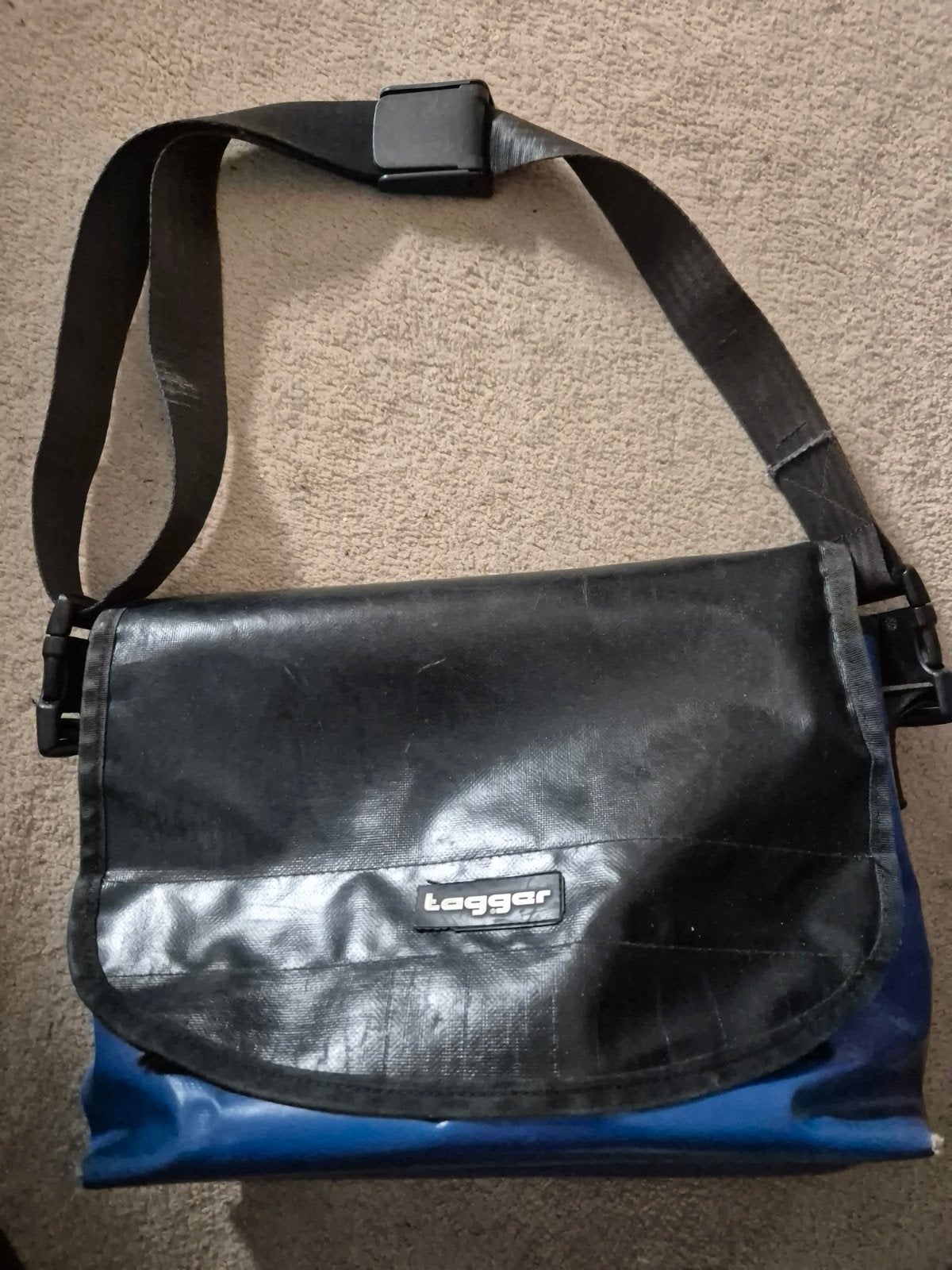 Tagger schouder tas blauw zwart, Ophalen of Verzenden, Gebruikt, Zwart, Overige merken