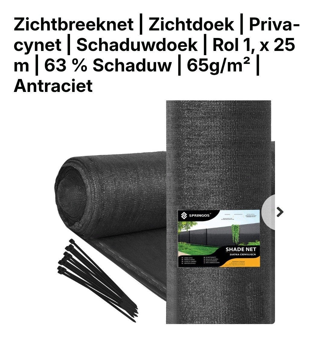 Zichtbreeknet Zichtdoek Privacynet Schaduwdoek Antraciet, Ophalen, Kunststof, 1 tot 2 meter, 6 meter of meer