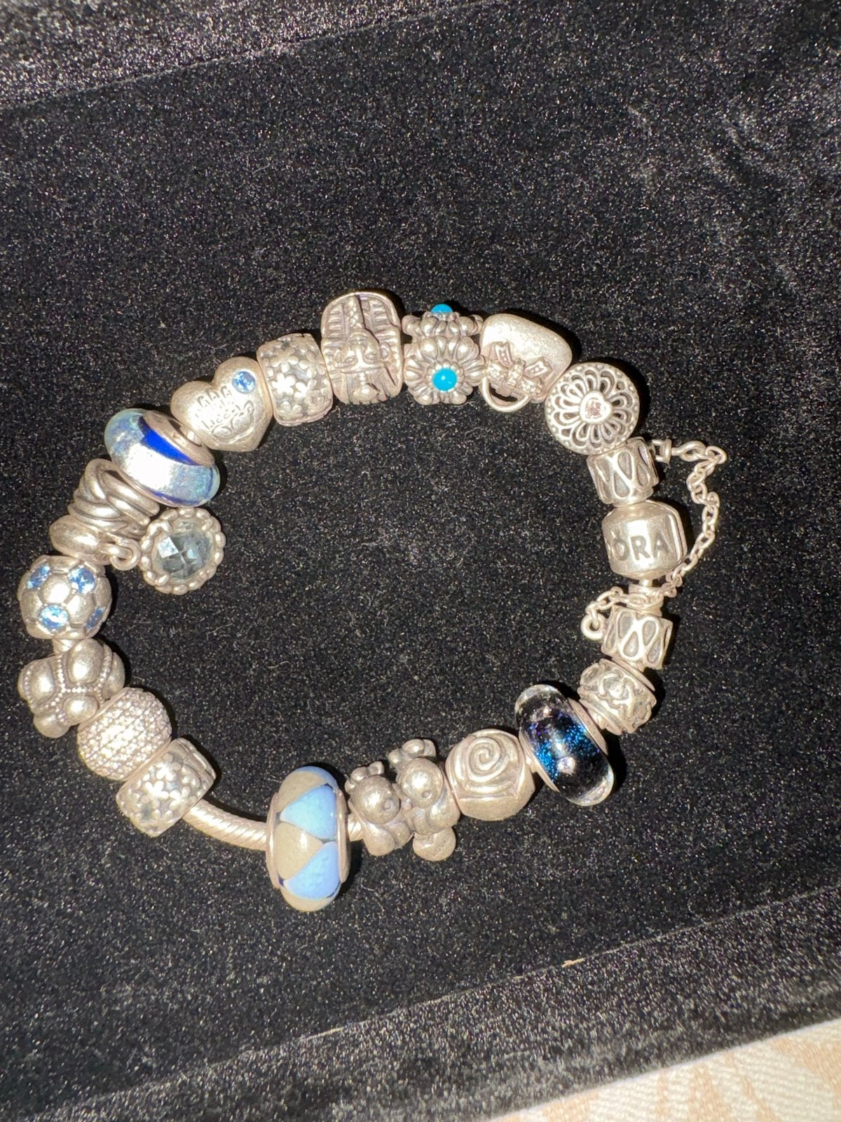 Zilveren Pandora bedelarmband met diverse zilveren bedels, Sieraden, Tassen en Uiterlijk, Armbanden, Ophalen of Verzenden, Gebruikt