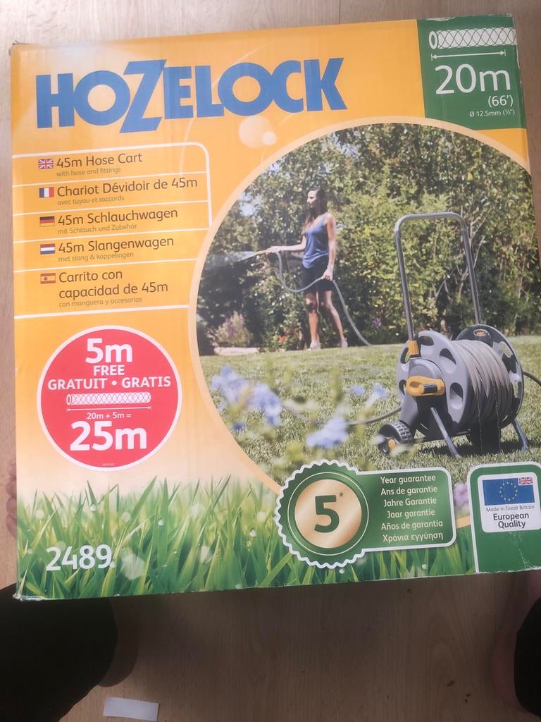 Hozelock Slangenwagen met 25m Tuinslang en Koppelingen, Ophalen of Verzenden, Nieuw, Tuinslanghaspel
