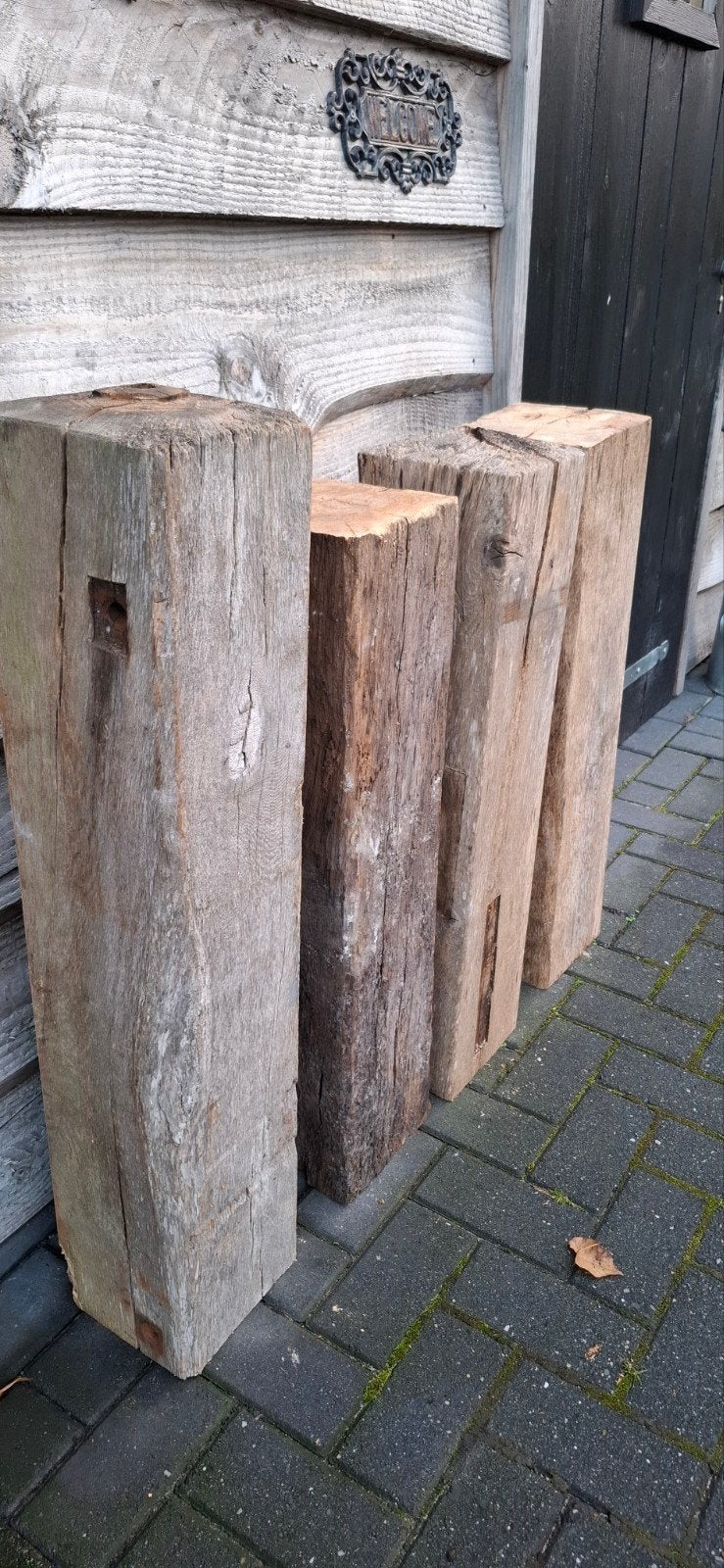 Eikenhouten palen meerpaal, Eiken, Ophalen of Verzenden, 50 mm of meer, Balk