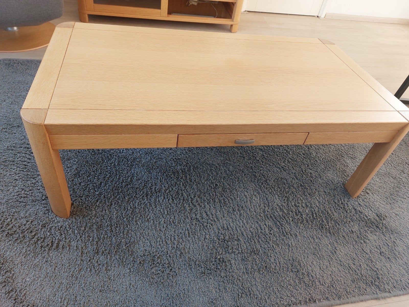 Stijlvolle salontafel met lade - Eikenhout, Huis en Inrichting, Ophalen, 50 – 75, Gebruikt, 100 tot 150 cm