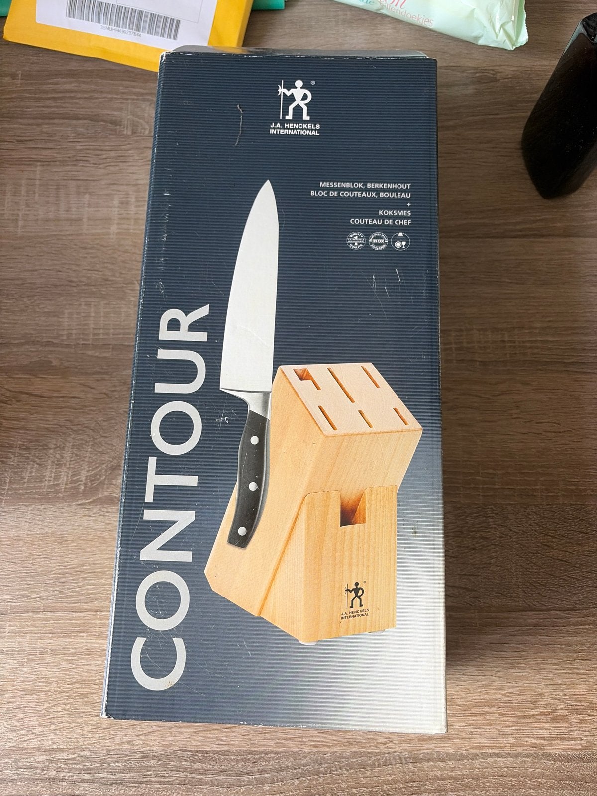 J.A. Henckels International Contour messenblok + koksmes, Overige typen, Hout, Nieuw, Ophalen of Verzenden