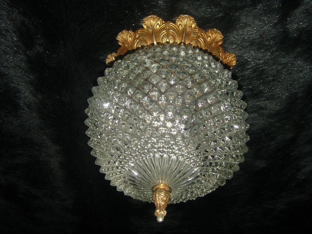 Ananas plafonniere met een goudkleurige messing rand, Antiek en Kunst, Ophalen of Verzenden
