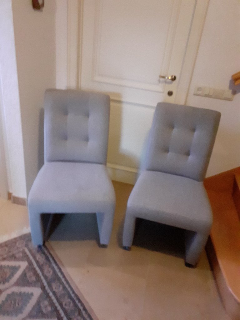 Eettafel stoelen grijs, Huis en Inrichting, Ophalen, Gebruikt, Vier, Stof
