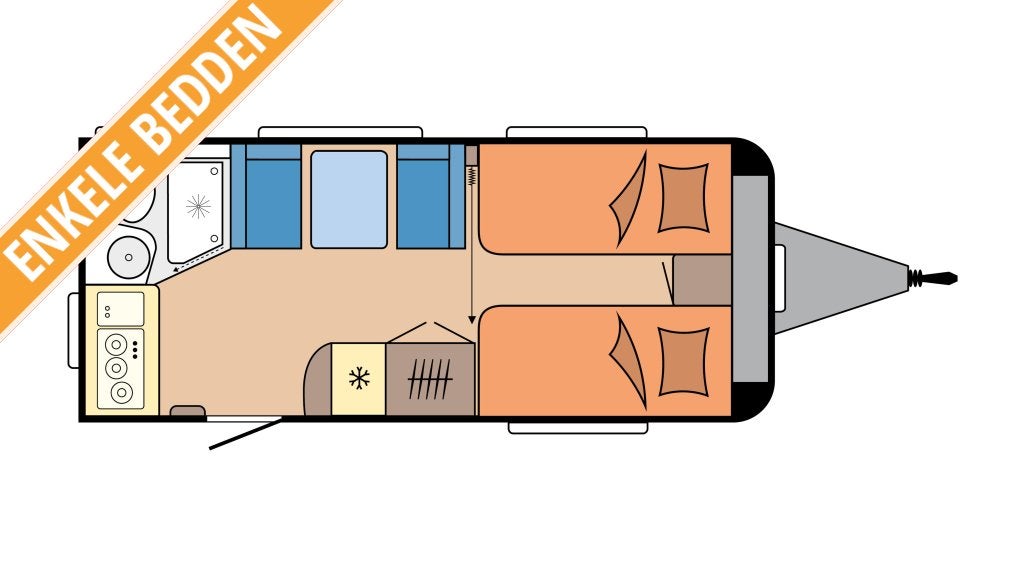 Hobby De Luxe 460 SL BJ'27 793 Enkel bed + Sfeerverlichting, Serviceluik, Hobby, Bedrijf, Tot en met 3