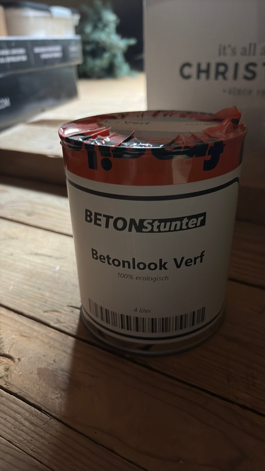 Betonlook verf te koop nieuw, Doe-het-zelf en Verbouw, Ophalen of Verzenden, Zo goed als nieuw, Beige