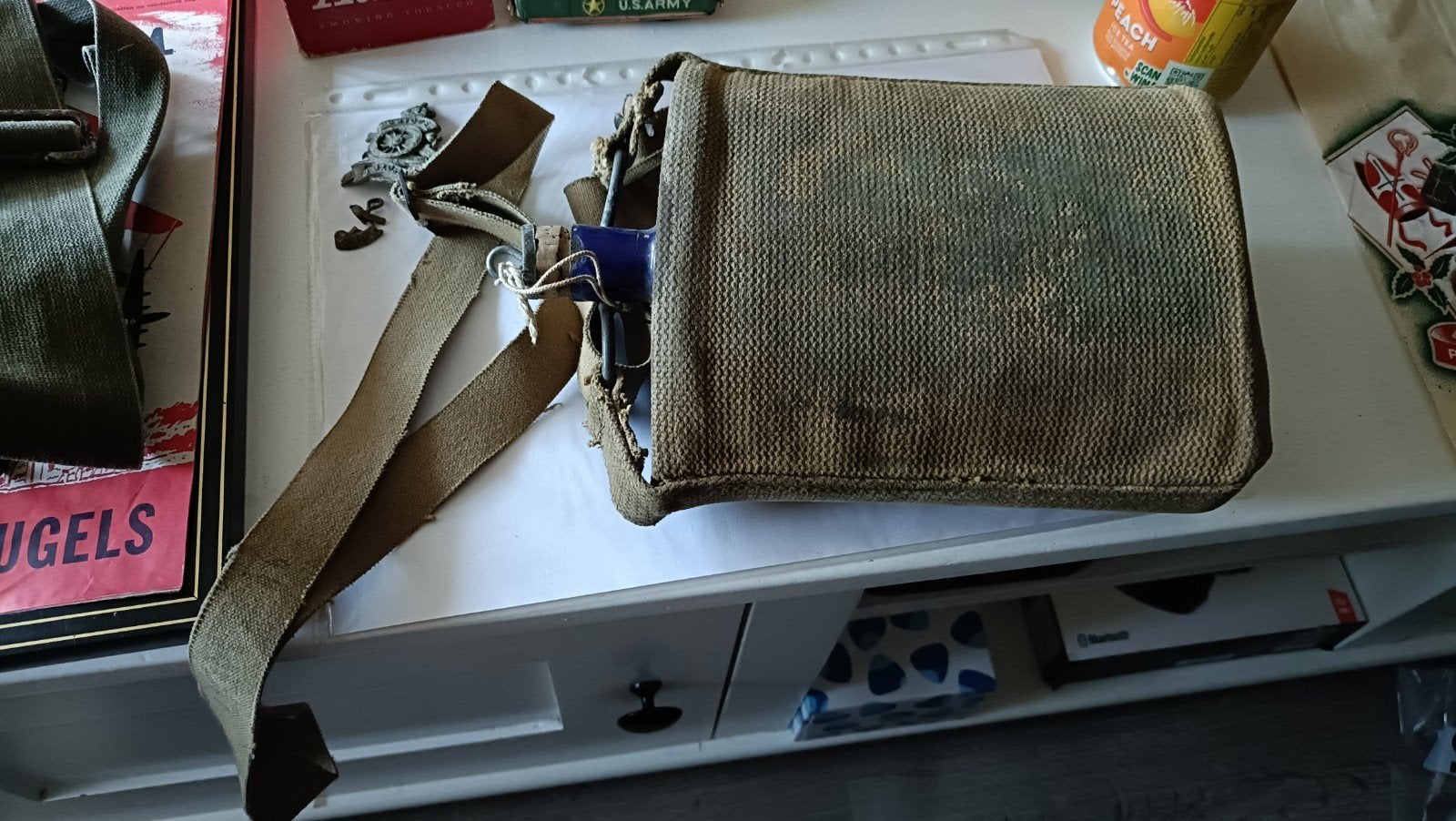 Vintage US Army veldfles met hoes - WOII, Ophalen of Verzenden, Landmacht, Engeland, Overige typen