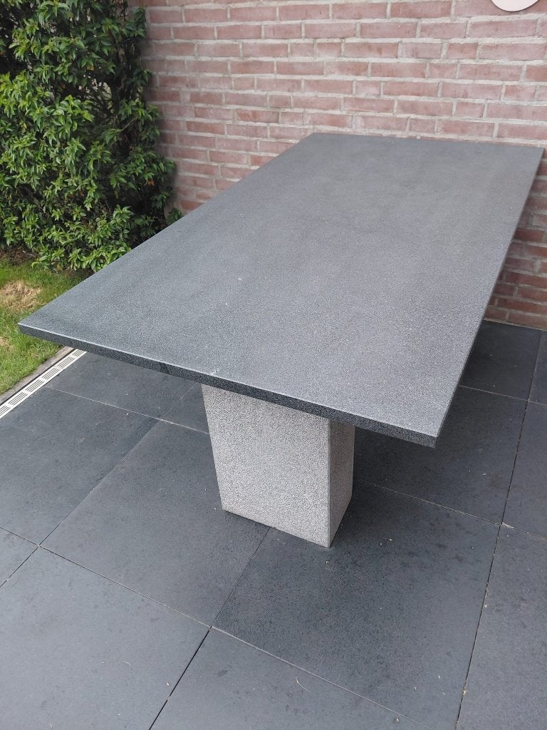 Natuursteen tuintafel, Tuin en Terras, Ophalen, Gebruikt, Rechthoekig, Overige materialen
