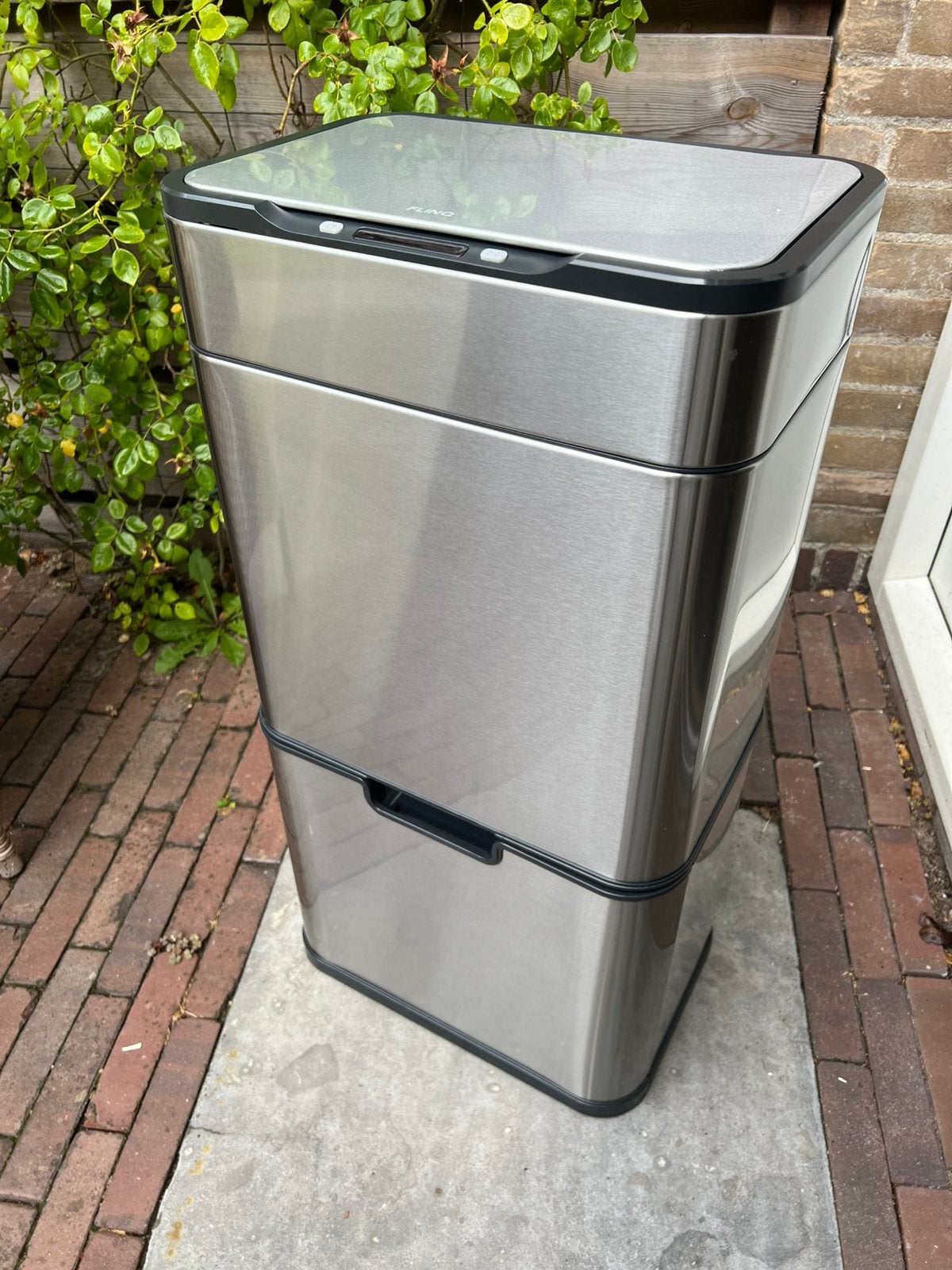 Flinq pure sensor prullenbak afvalbak afvalscheiden, 40 liter of meer, Ophalen, Zo goed als nieuw, Rvs