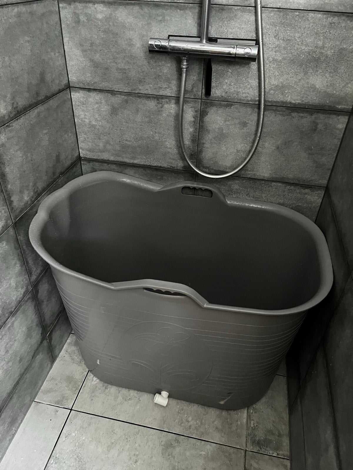 Flexibel Bad voor Douche - Grijs, Ophalen, Gebruikt, Met bad