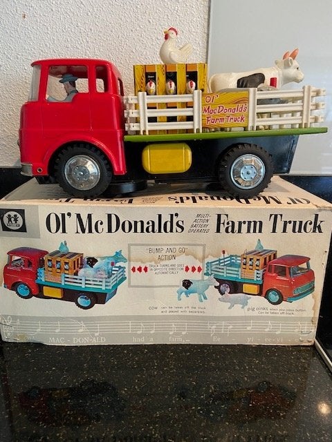 01' McDonald's Farm Truck Tomy Japan battery toy, Ophalen of Verzenden
