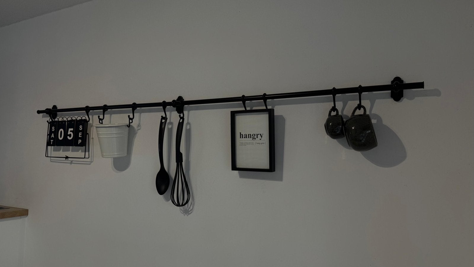 Zwarte keukenstang met haken Hultarp Ikea- 160 cm, Ophalen, Overige typen, Zo goed als nieuw, Zwart