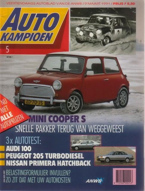 Autokampioen 5 1991 : Mini Cooper - Citroen ZX - Audi 100, Ophalen of Verzenden, Gelezen, Algemeen