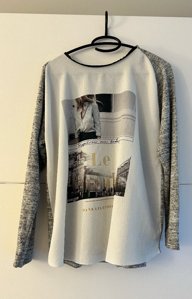 Zara grijze trui met fotoprint, Maat 46/48 (XL) of groter, Ophalen of Verzenden, Zo goed als nieuw, Grijs