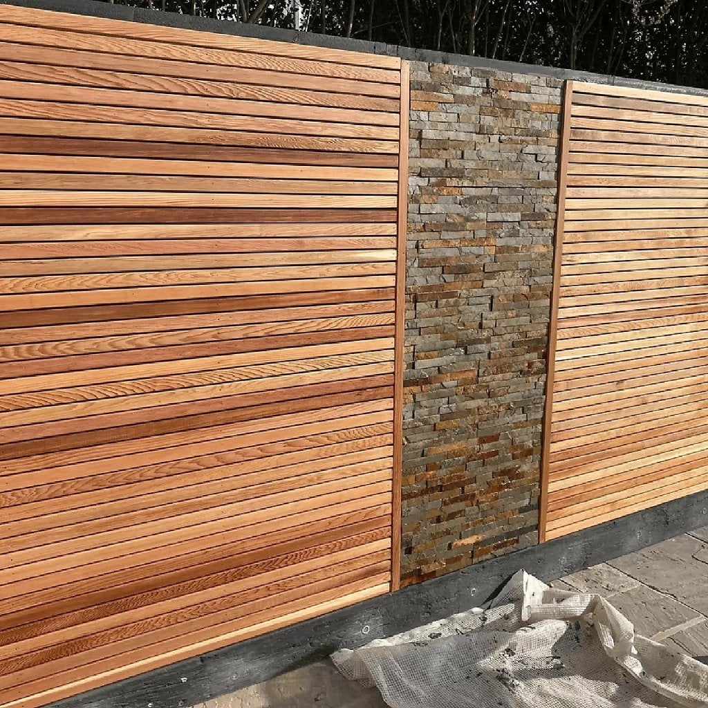 Planken-rhombus–open gevel-schutting-Red Cedar-15x58 mm, Ophalen, Planken, Nieuw, Hardhout
