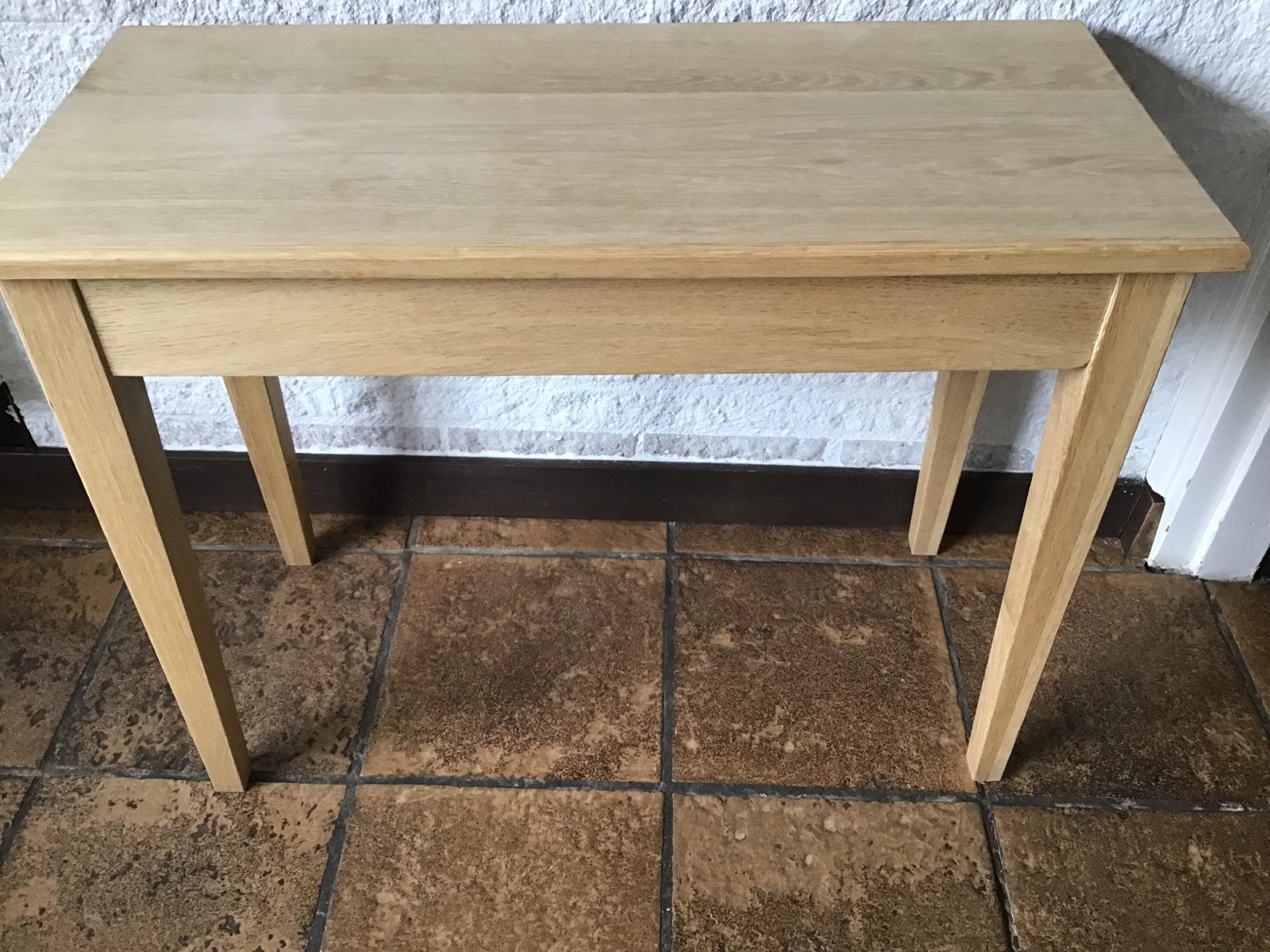 Eikenhouten bijzettafel - Ongelakt, 80x35x61 cm, Ophalen, Gebruikt, 75 cm of meer, 60 cm of meer