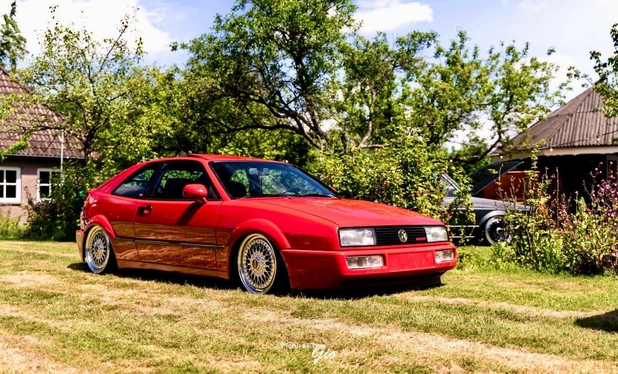 Te koop Volkswagen Corrado 1.8 G60 1989 Rood, bbs, airride, Auto's, Volkswagen, Voorwielaandrijving, Stof, 4 cilinders, 160 pk